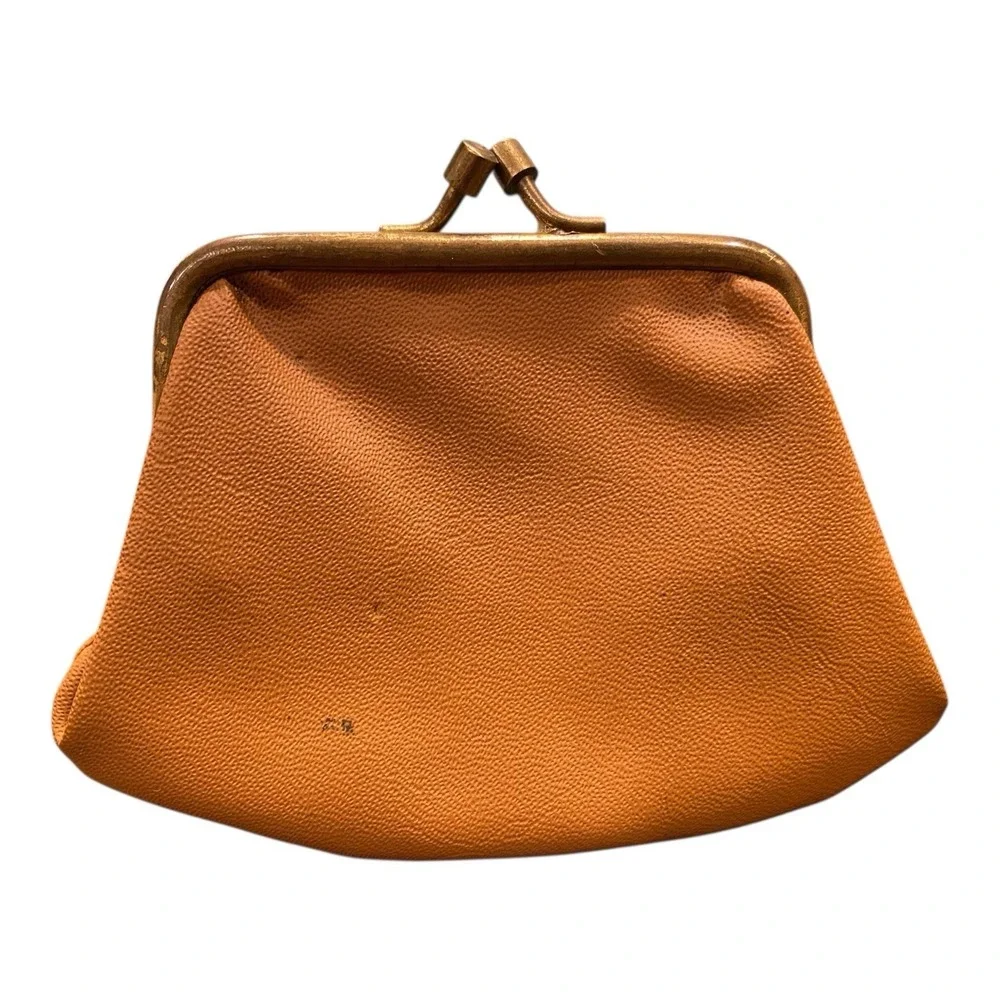 VTG Little Granny Kiss Lock Coin Pouch‎ Brown Coin Purse Wallet